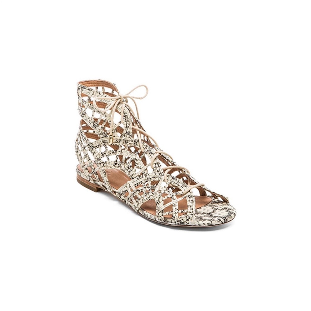 Joie snake print tie up sandals.